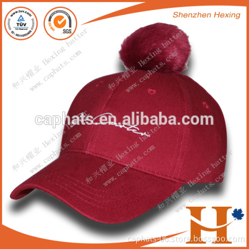 High quality custom pom pom baseball cap with embroidery logo